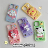 3D Kuromi & Melody Case with Holder for iPhone
